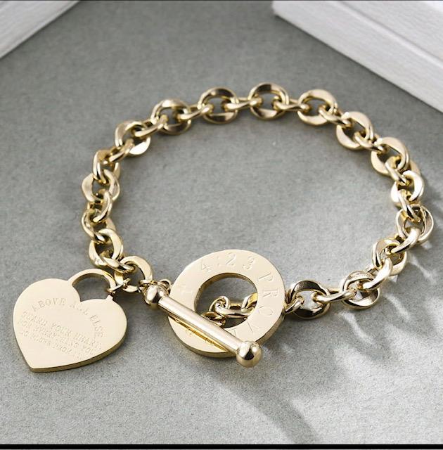 Heart Charm Bracelet engraved with Bible Verse Proverbs 4:23